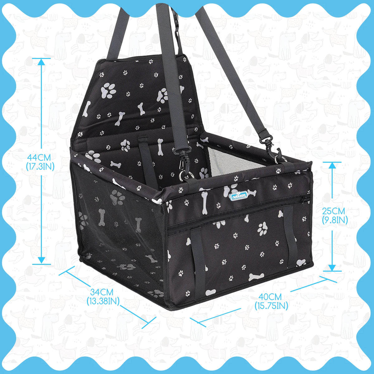 Asiento de Coche para Perros Nobleza | Elevador Plegable e Impermeable