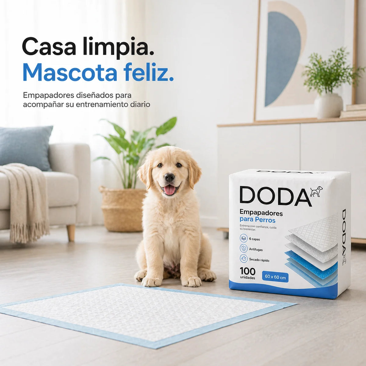 Empapadores Higiénicos DODA 60x60 | Pack de 100 Unidades