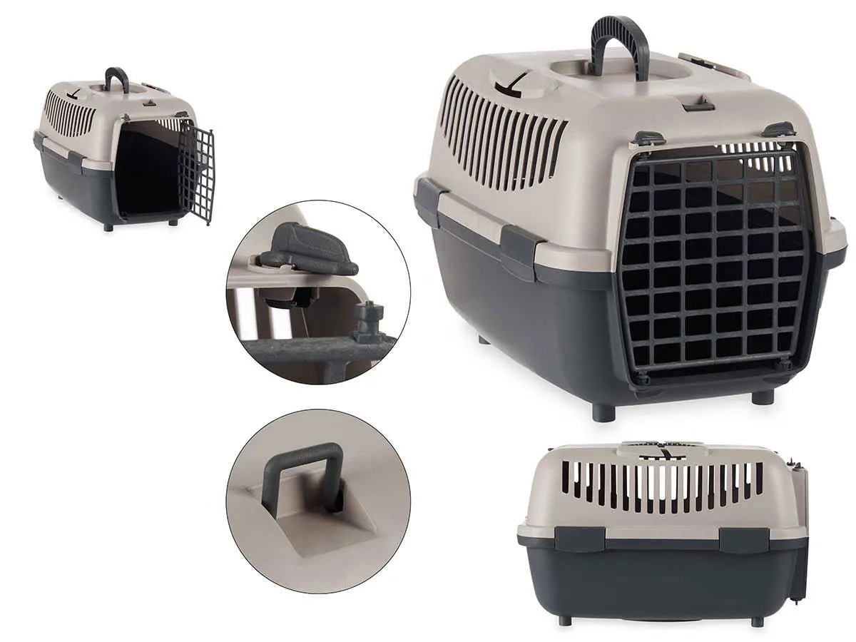 Transportín de Polipropileno para Gatos | Gris, hasta 6 kg