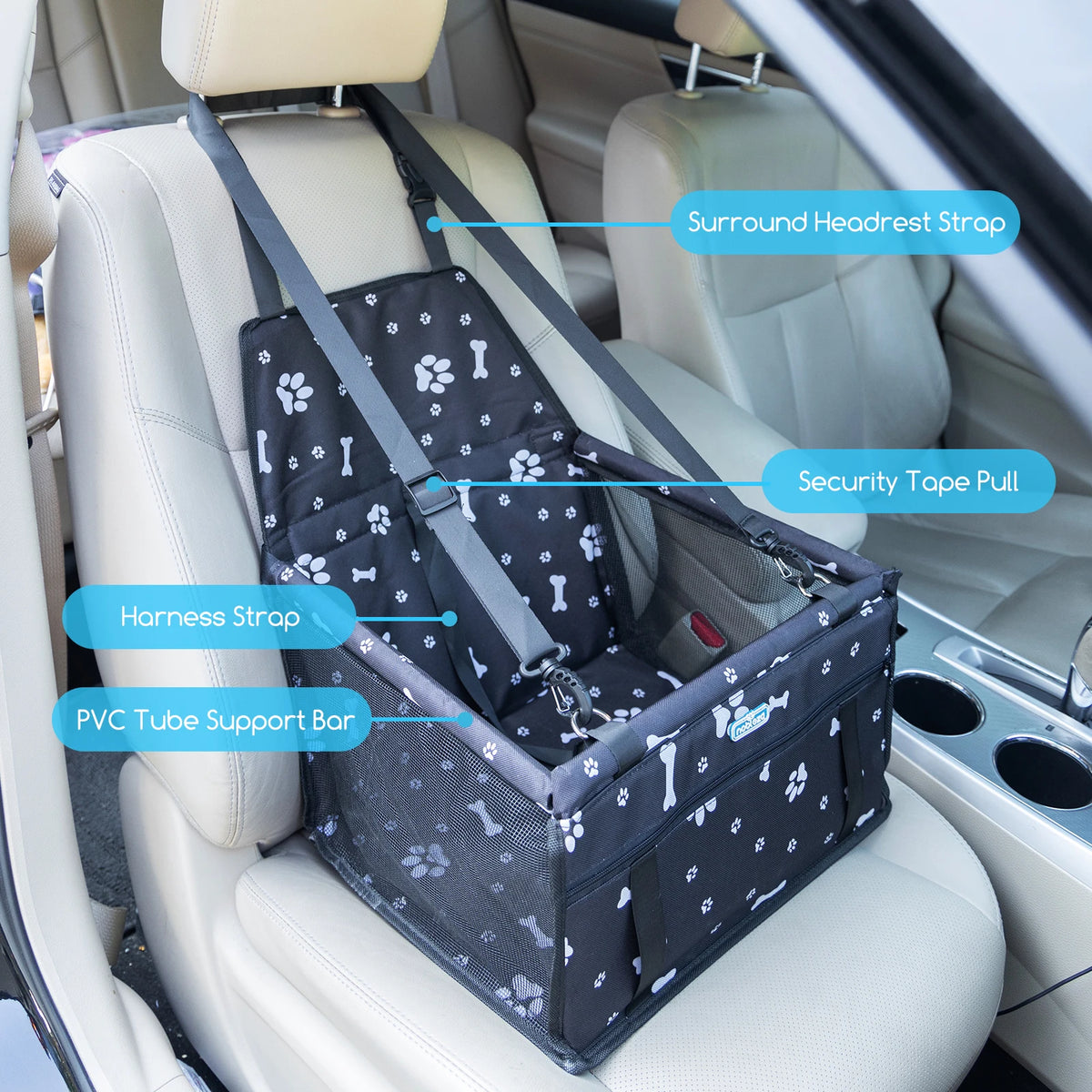 Asiento de Coche para Perros Nobleza | Elevador Plegable e Impermeable