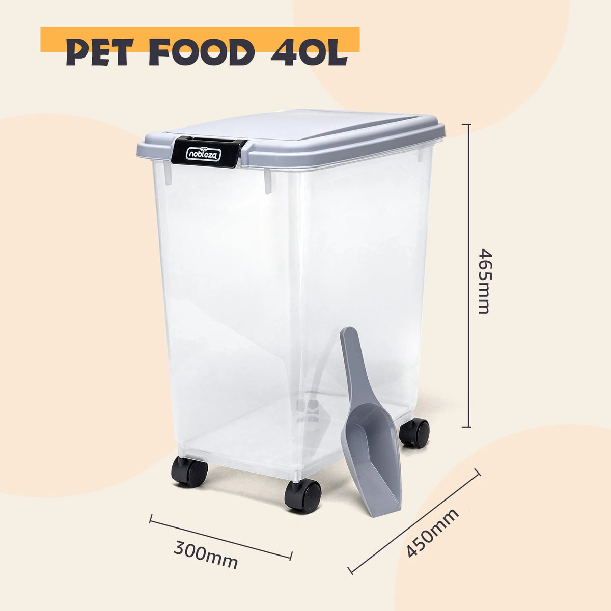 Contenedor de Pienso Nobleza con Ruedas | 20/30/40L Hermético