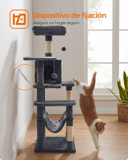 Rascador Feandrea 143 cm | Torre para Gatos con 4 Postes y Pompones