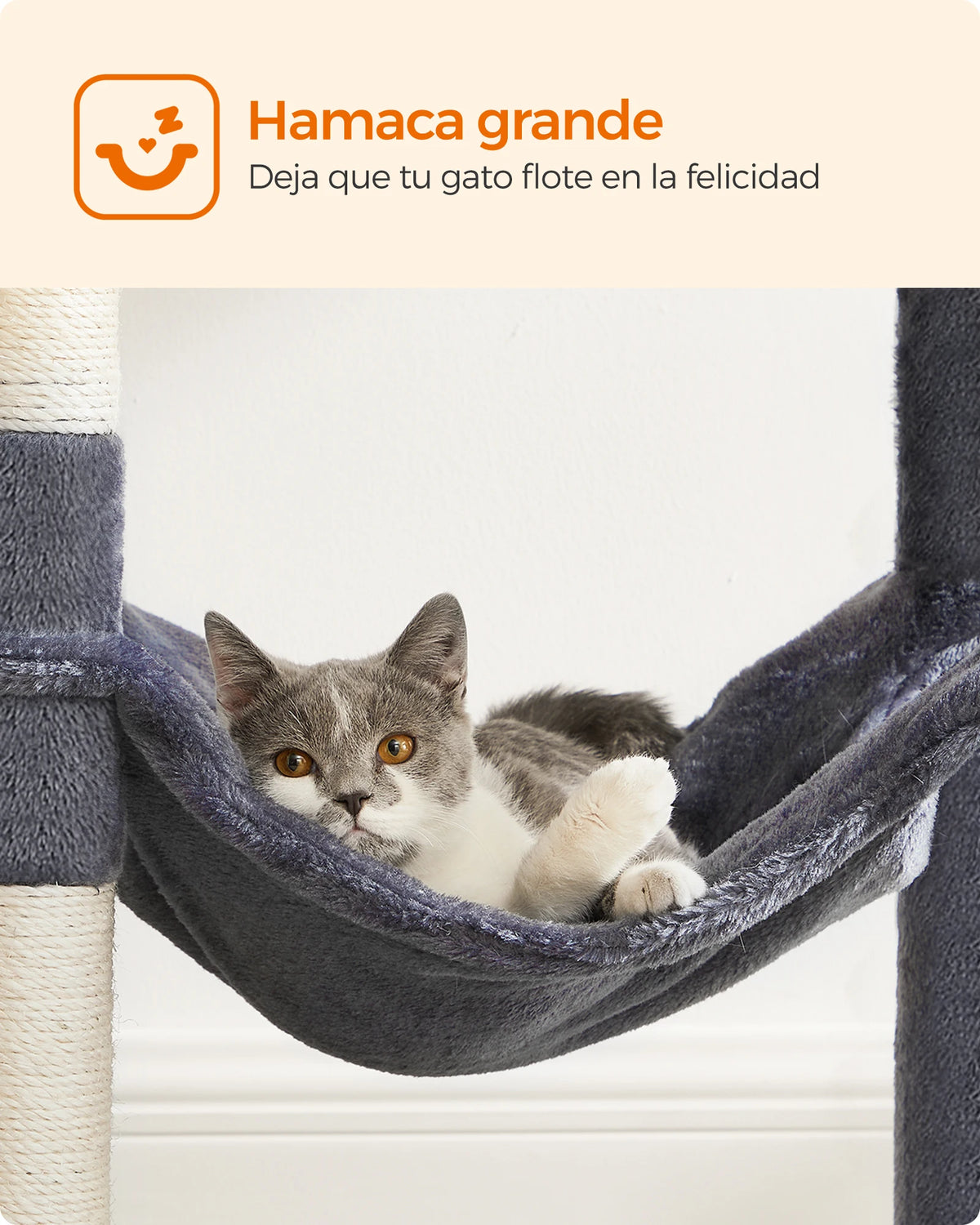 Rascador Feandrea 143 cm | Torre para Gatos con 4 Postes y Pompones